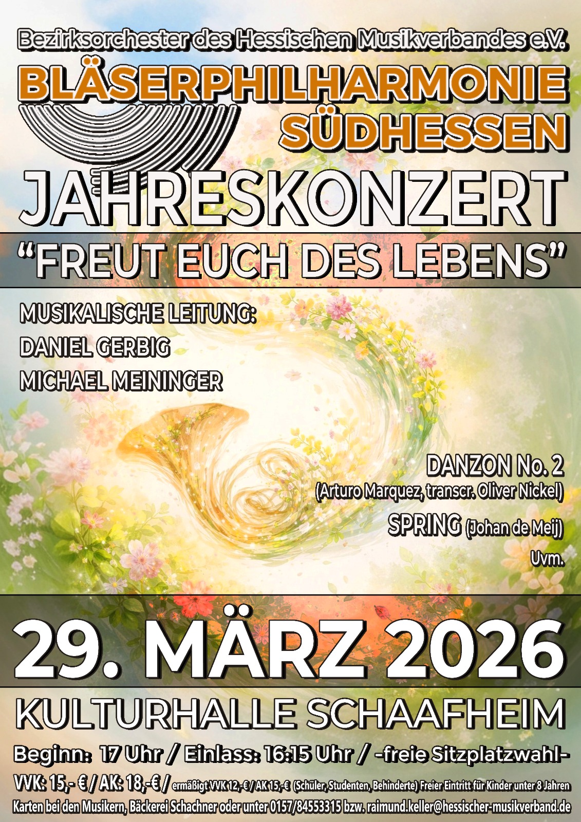 Plakat zum Jahreskonzert der Bläserphilharmonie Südhessen im Jahr 2025