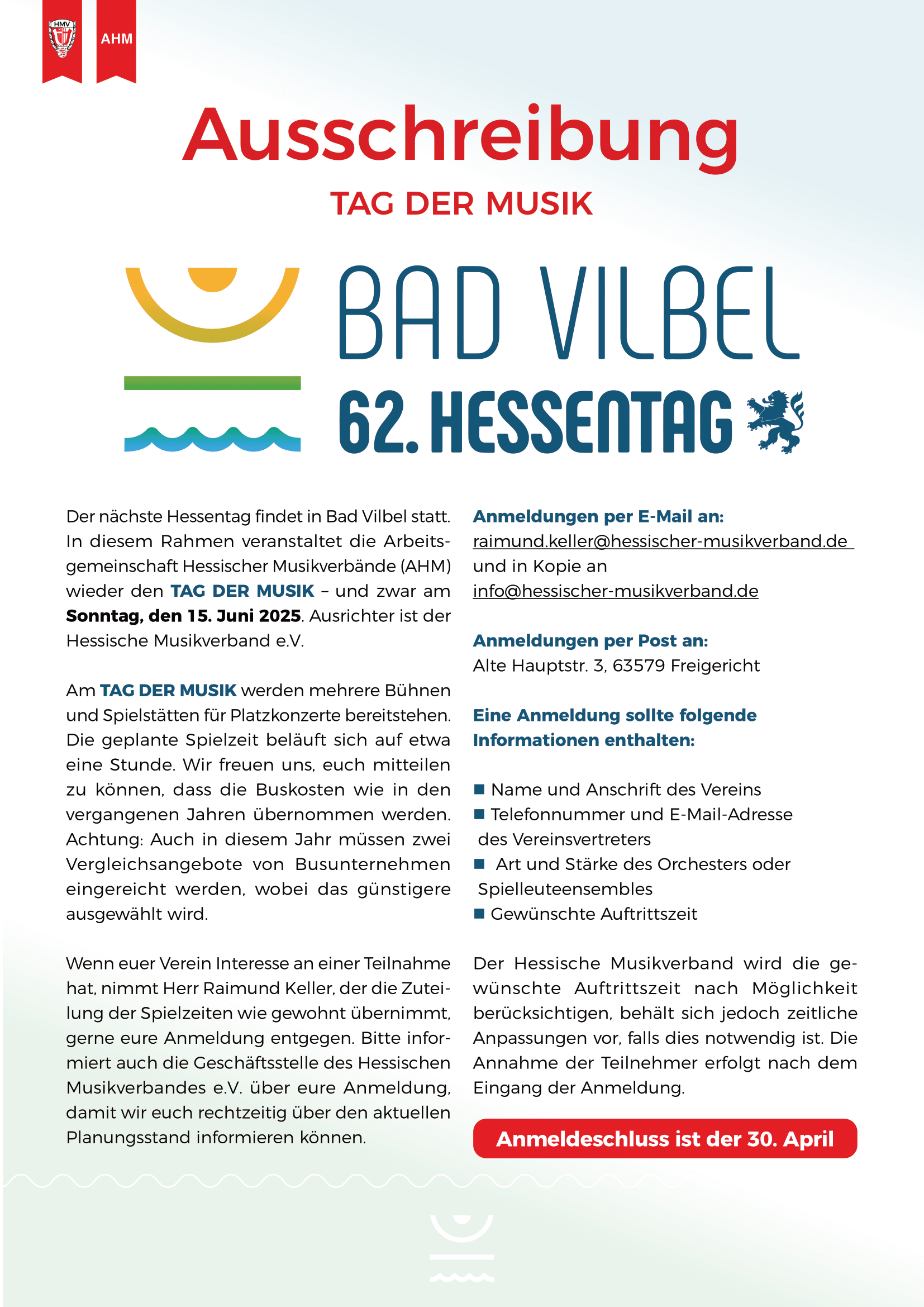 Ausschreibung des Ausschreibung des